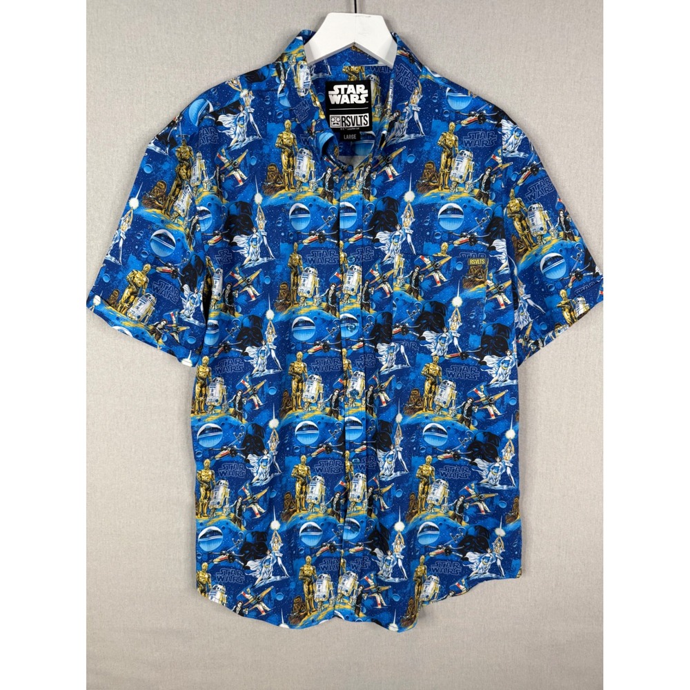 RSVLTS Star Wars Luke Sleepwalker Button Up Shirt Mens L Blue KUNUFLEX Sci-Fi